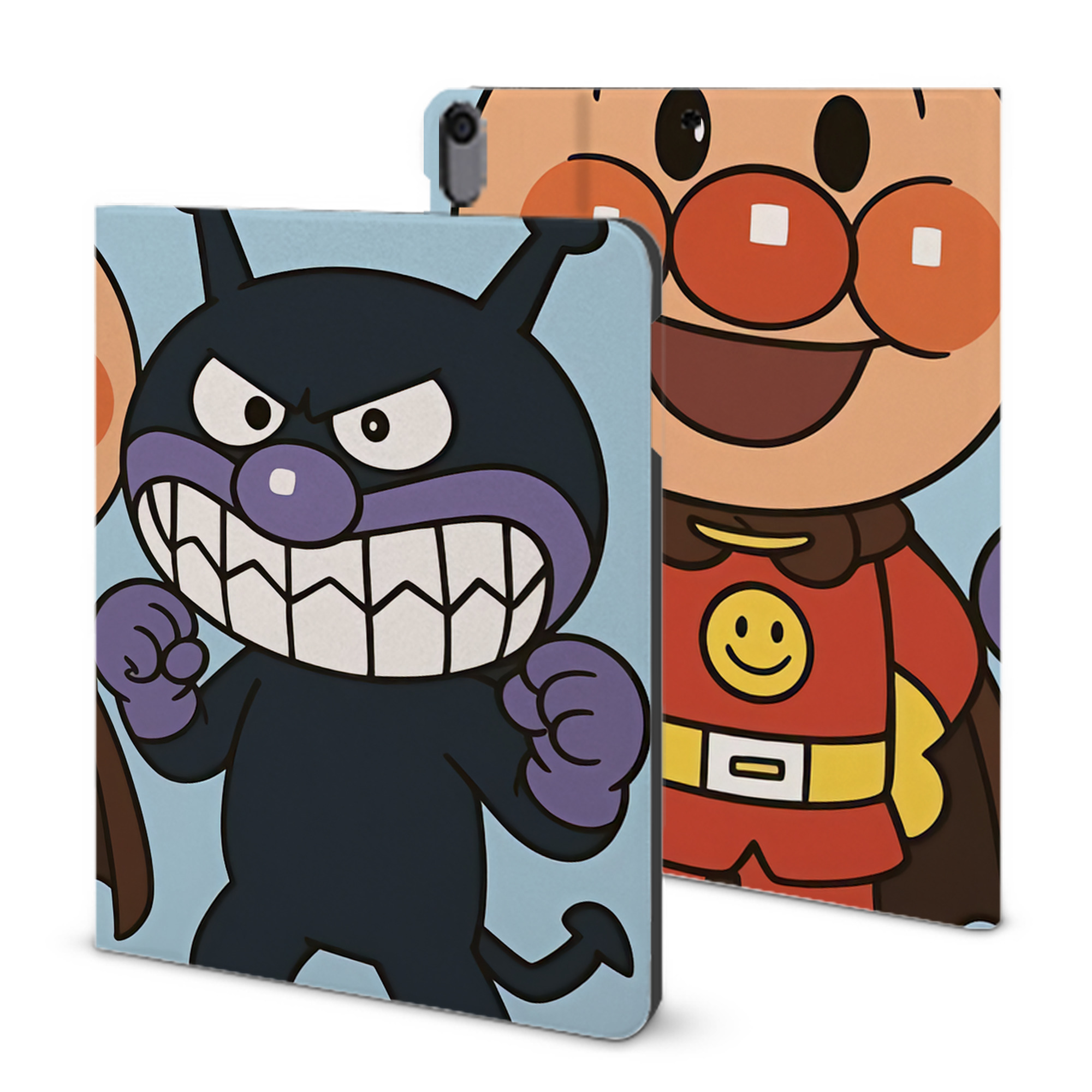 （画像用） アンパンマン Anpanman IPad ケース ブック型 PUレザー TPU 耐衝撃 軽量 薄型 ペン収納なし 全面保護 IPad 各モデル対応